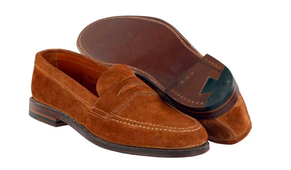 Alden Unlined Penny Loafer in Snuff Suede