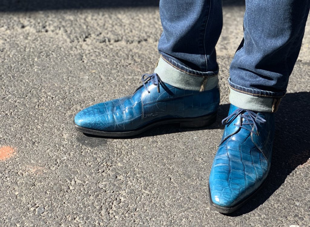 Corthay Blue Crocodile Chukka Boots