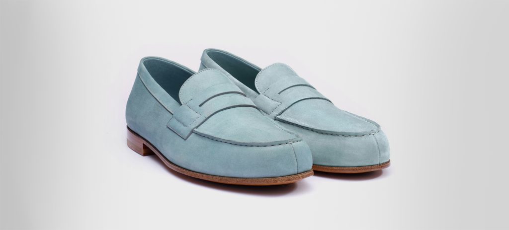 J.M. Weston Le Moc Loafer In Blue Nubuck