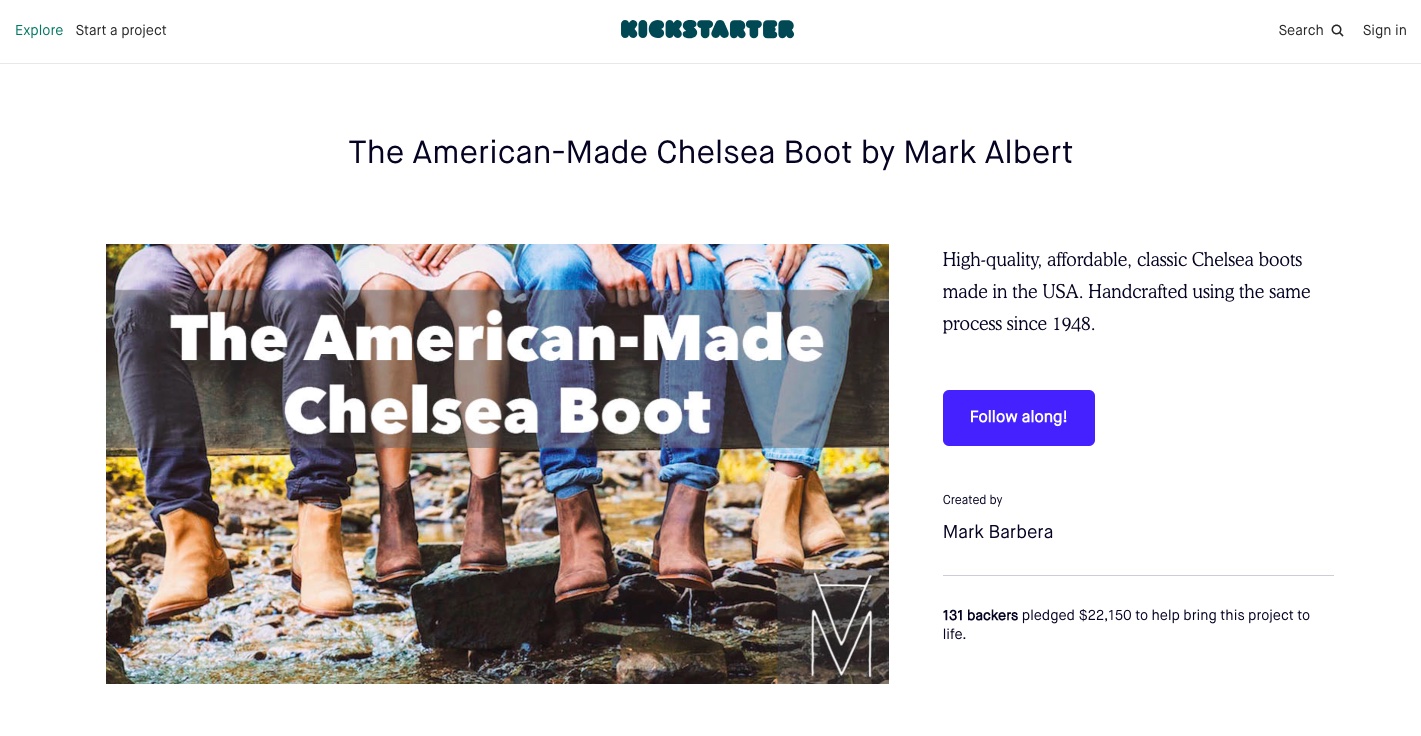 Mark Albert Kickstarter — Chelsea Boots 2