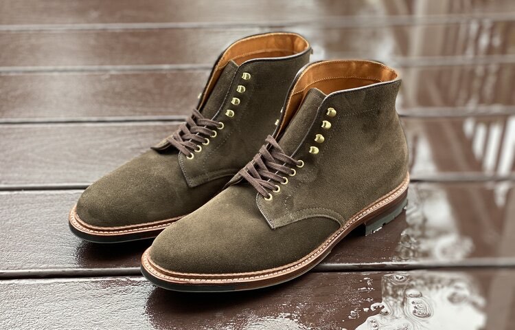 Ealdwine Glenwood Loden green suede plain toe boot
