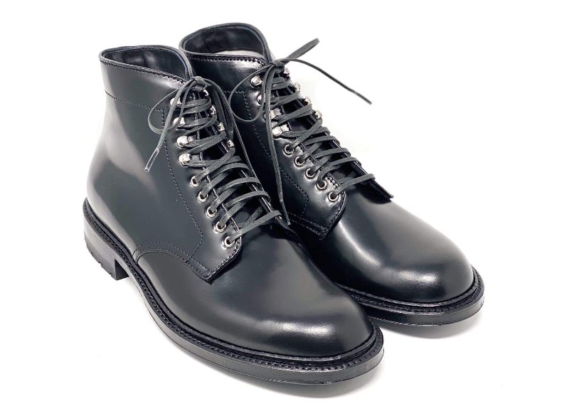 Snake oil provisions alden wick boot plain toe black shell cordovan