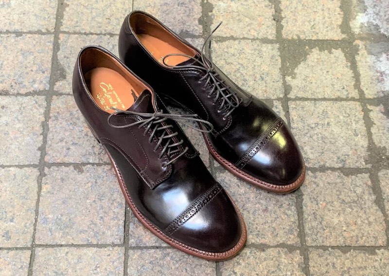 alden moulded shoe cap toe blucher color 8 shell cordovan-modified-last