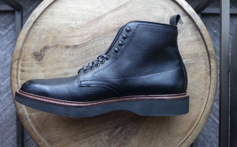 alden shoe mart black scotch grain plain toe boot