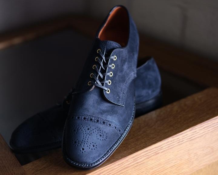 Alden x Brogue Blue Suede Shoes