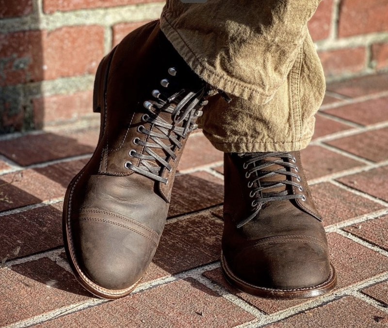 Alden tobacco chamois straight tip boot