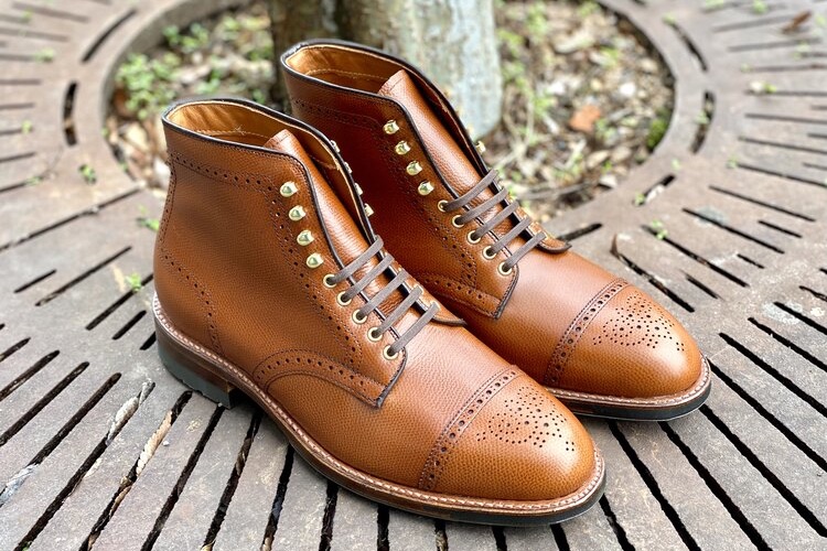 alden ealdwine medallion cap toe boot tan country calf