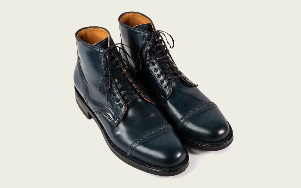 viberg service boot denim shell cordovan