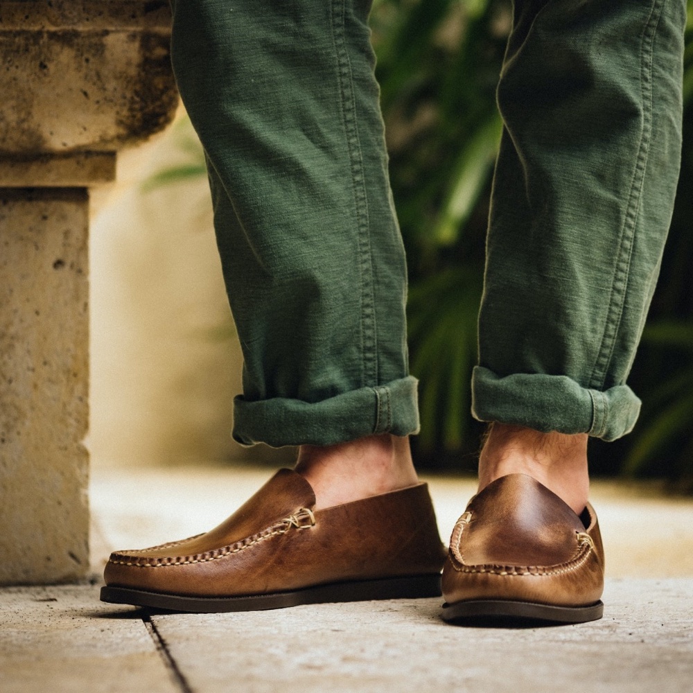 oak street bootmakers slip moc natural 12oz chromexcel camp sole