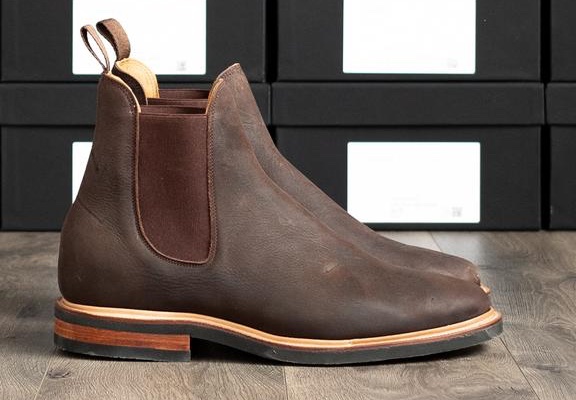 viberg for withered fig cigar waxed kudu chelsea boot