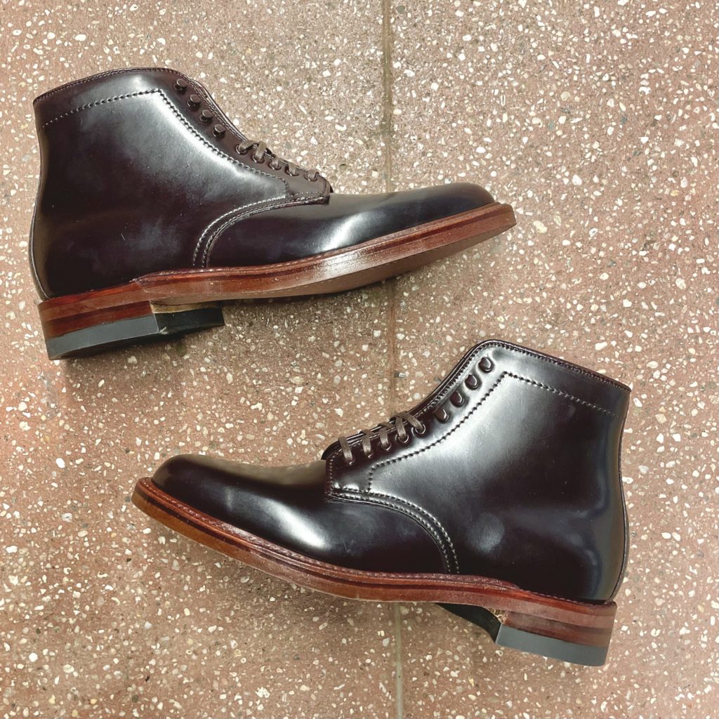 alden madison plain toe boot color 8 shell cordovan