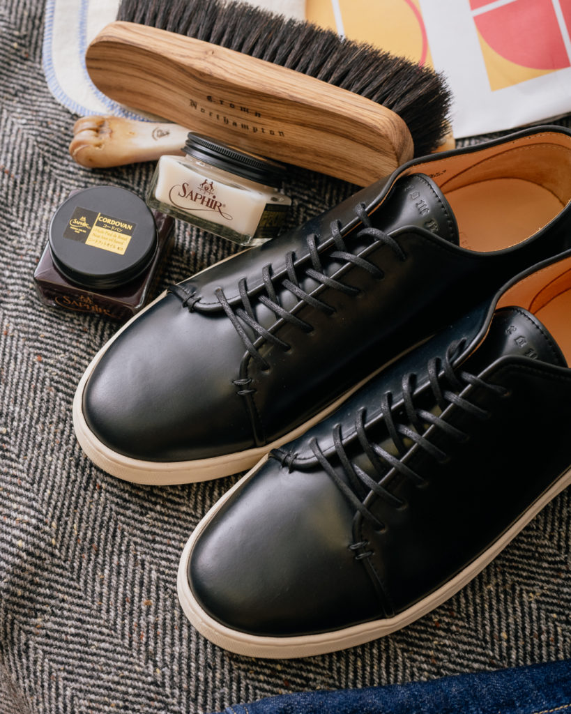 crown northampton harlestone handstitch sneaker black shell cordovan