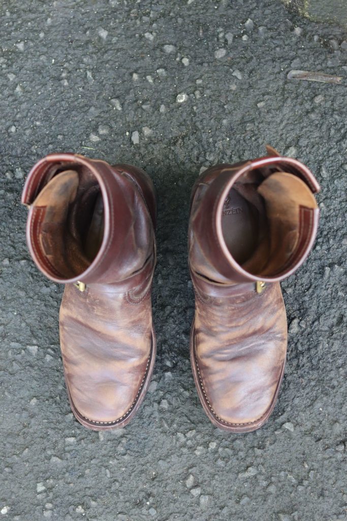 Benzein Keeper Engineer Boot—Horween Overdyed Brown Horsehide