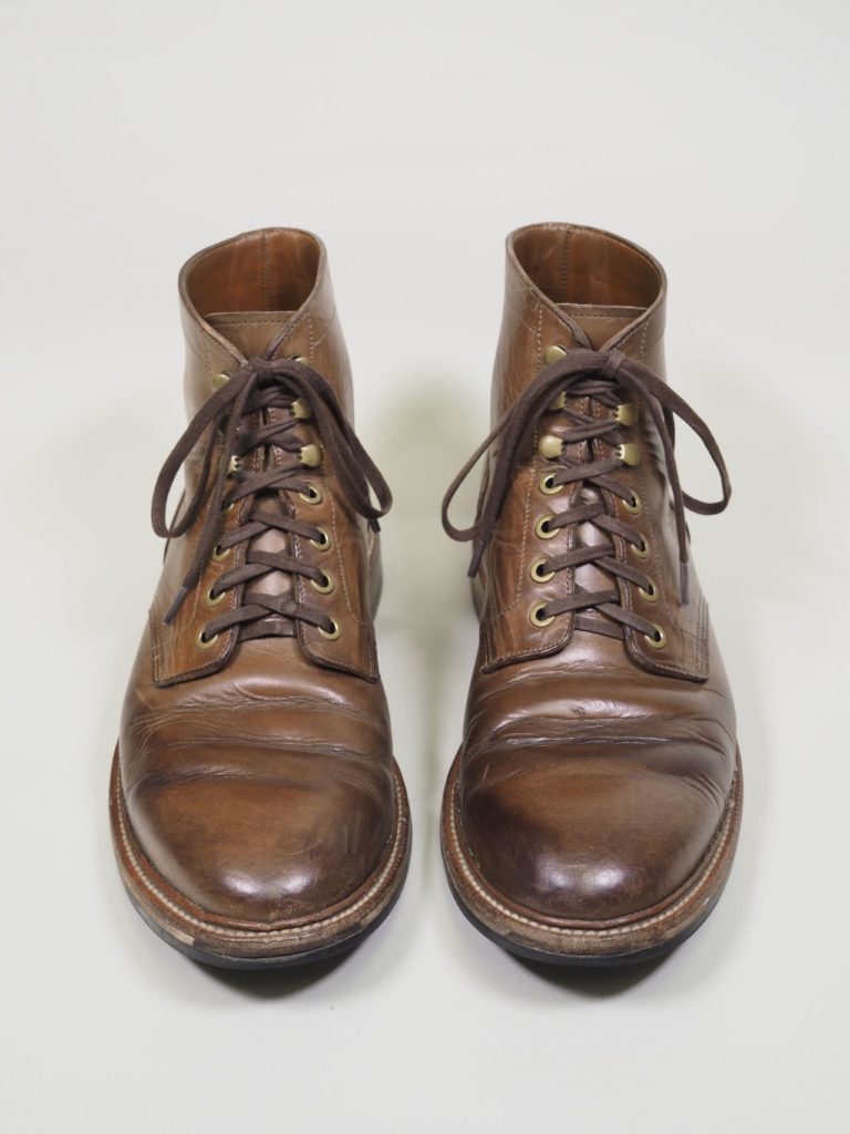 Grant Stone Diesel Boot—Horween Natural Dune CXL—Stitchdown Patina Thunderdome