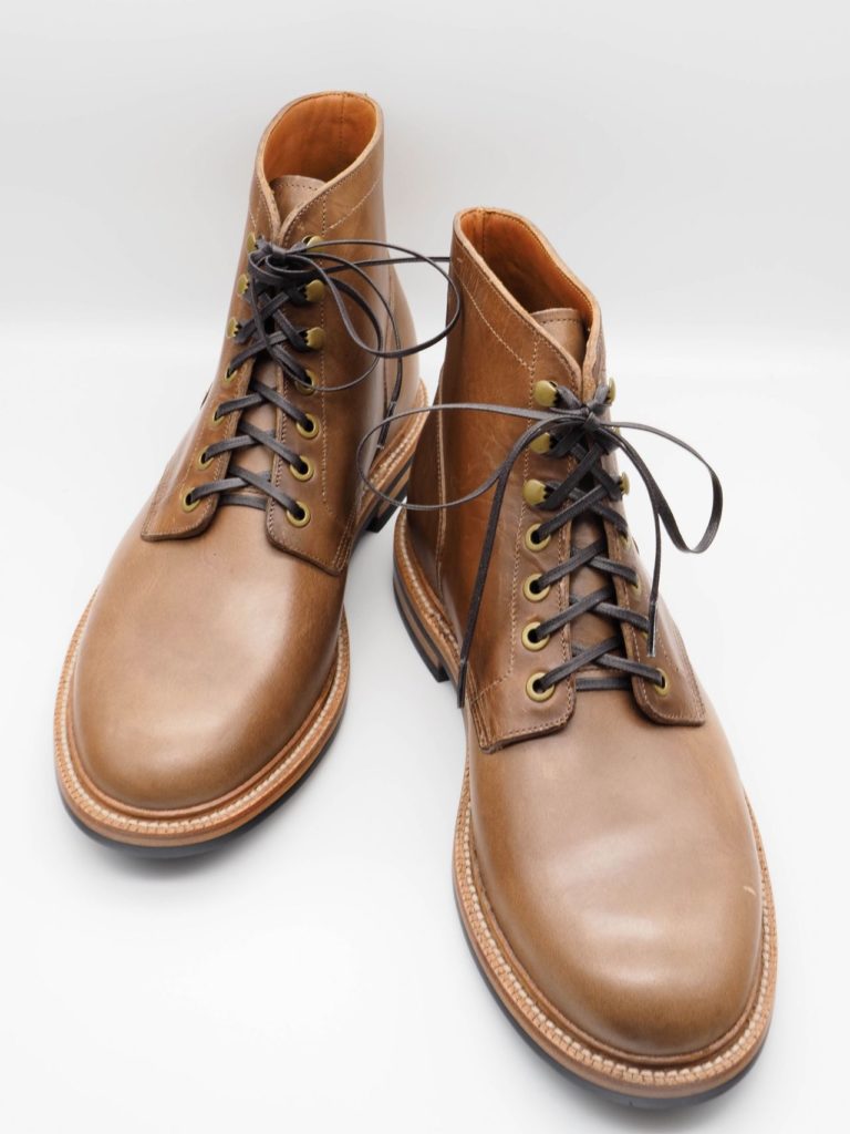 Grant Stone Diesel Boot—Horween Natural Dune CXL—Stitchdown Patina Thunderdome