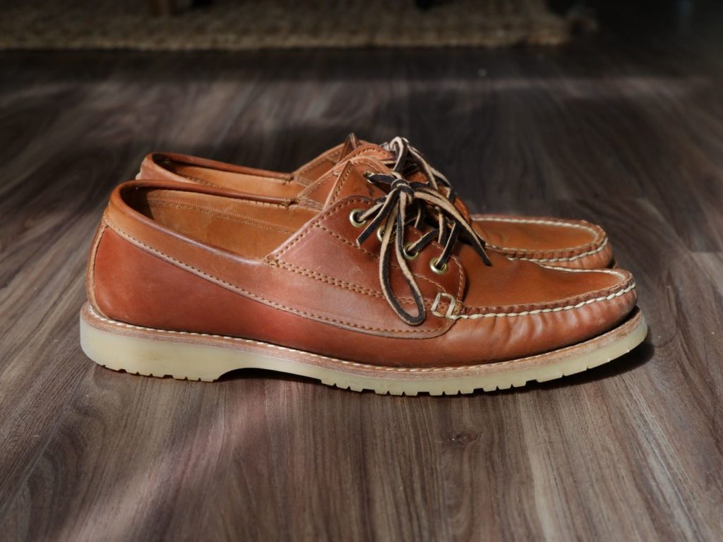 Rancourt Ranger Moc—Horween Natural Shell Cordovan—Stitchdown Patina Thunderdome