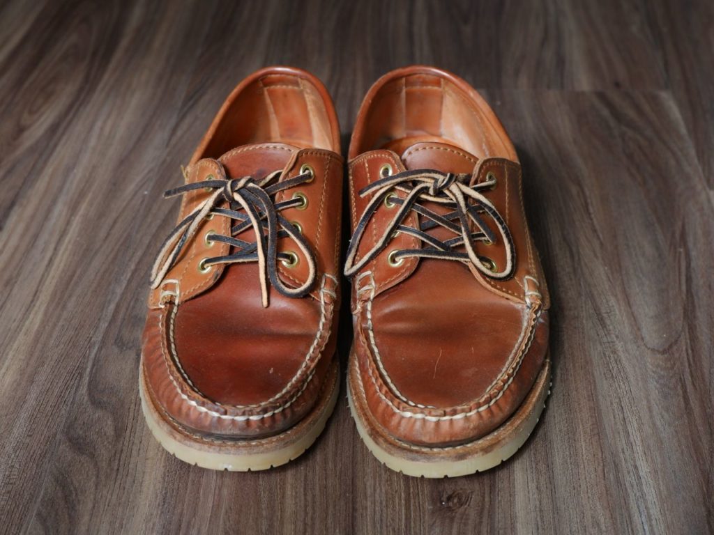 Rancourt Ranger Moc—Horween Natural Shell Cordovan—Stitchdown Patina Thunderdome