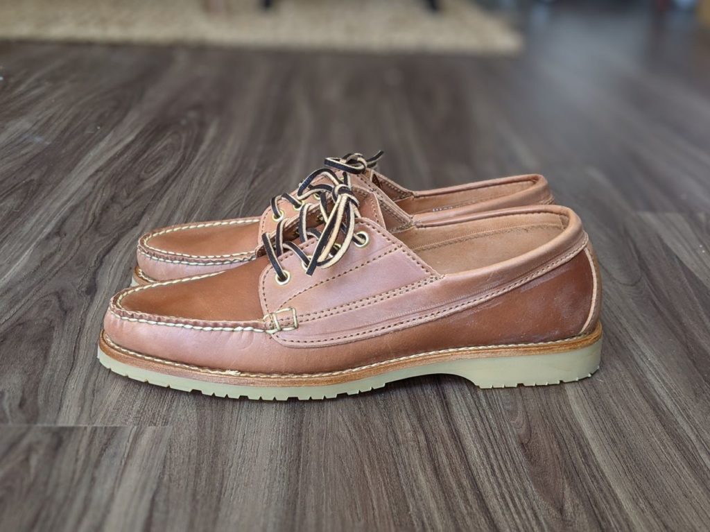 Rancourt Ranger Moc—Horween Natural Shell Cordovan—Stitchdown Patina Thunderdome