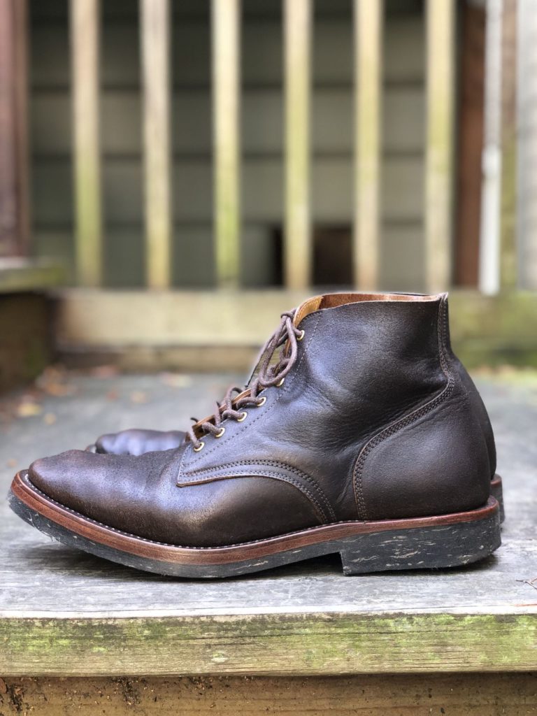 Sagara Bootmaker Boondocker—Reverse Cloe Superlux Horsebutt—Stitchdown Patina Thunderdome