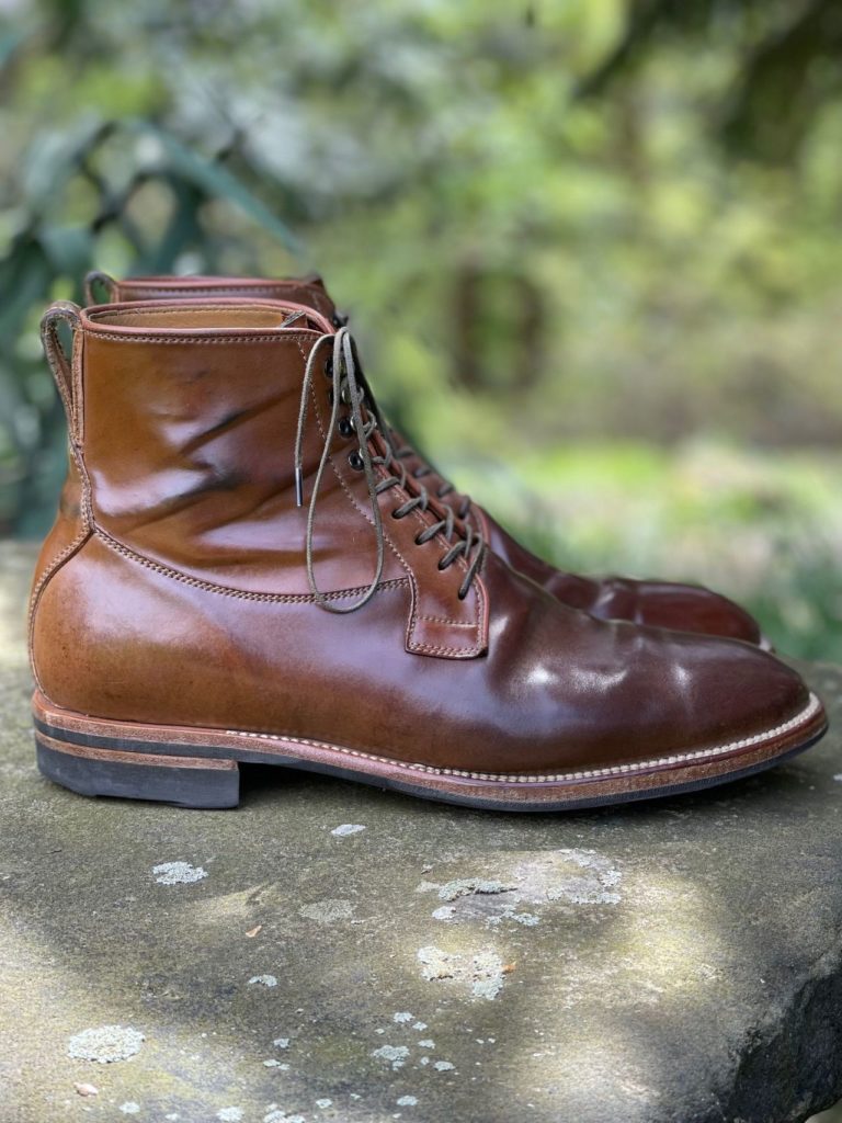 Viberg Country Boot Bourbon Shell Cordovan—Stitchdown Patina Thunderdome