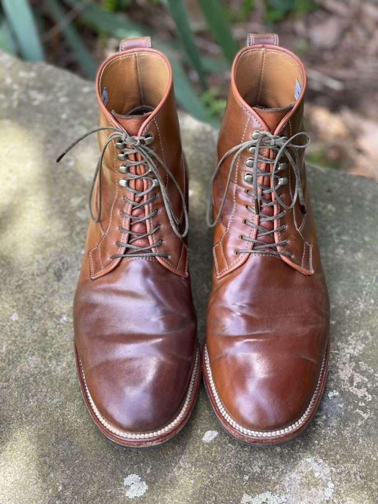 Viberg Country Boot Bourbon Shell Cordovan—Stitchdown Patina Thunderdome