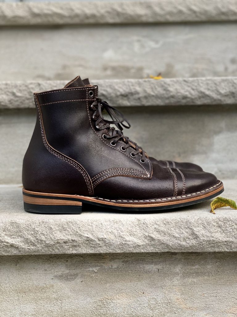 White's Boots MP-M1 Horween Dark Brown Waxed Flesh—Stitchdown Patina Thunderdome