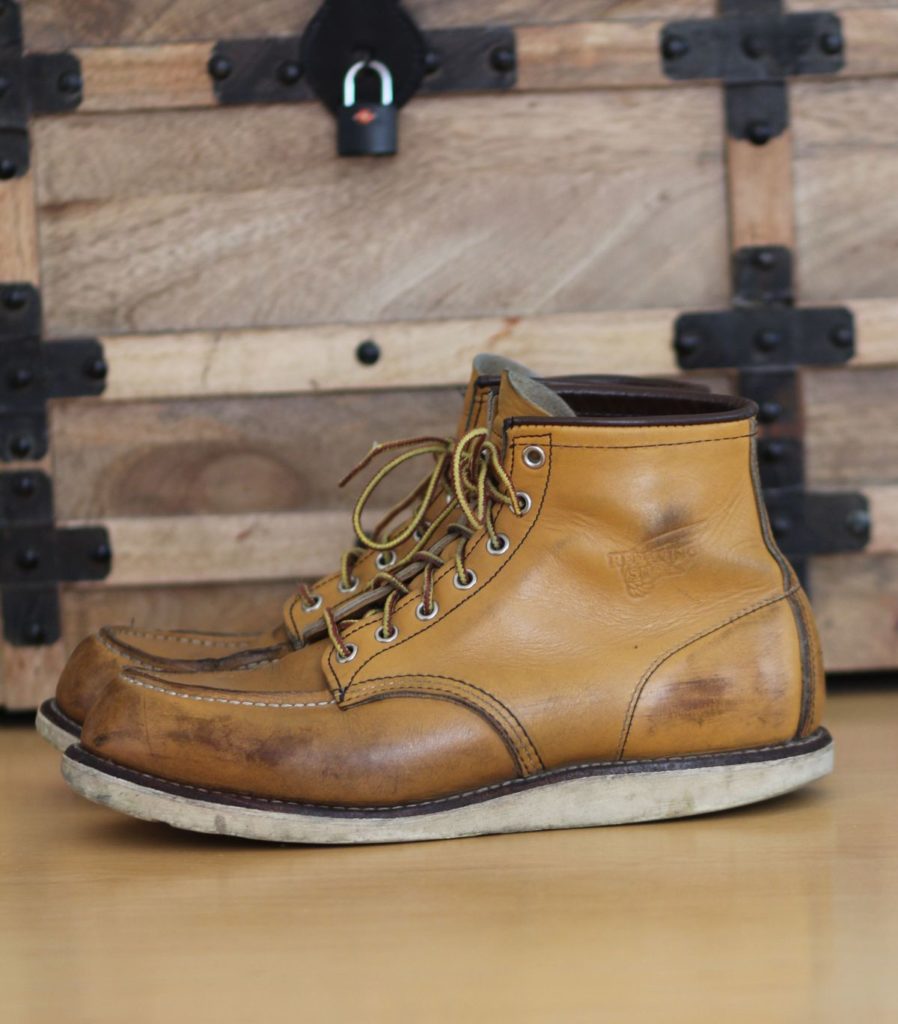 Stitchdown Patina Thunderdome—Red Wing Moc Toe SB Foot Maize Mustang