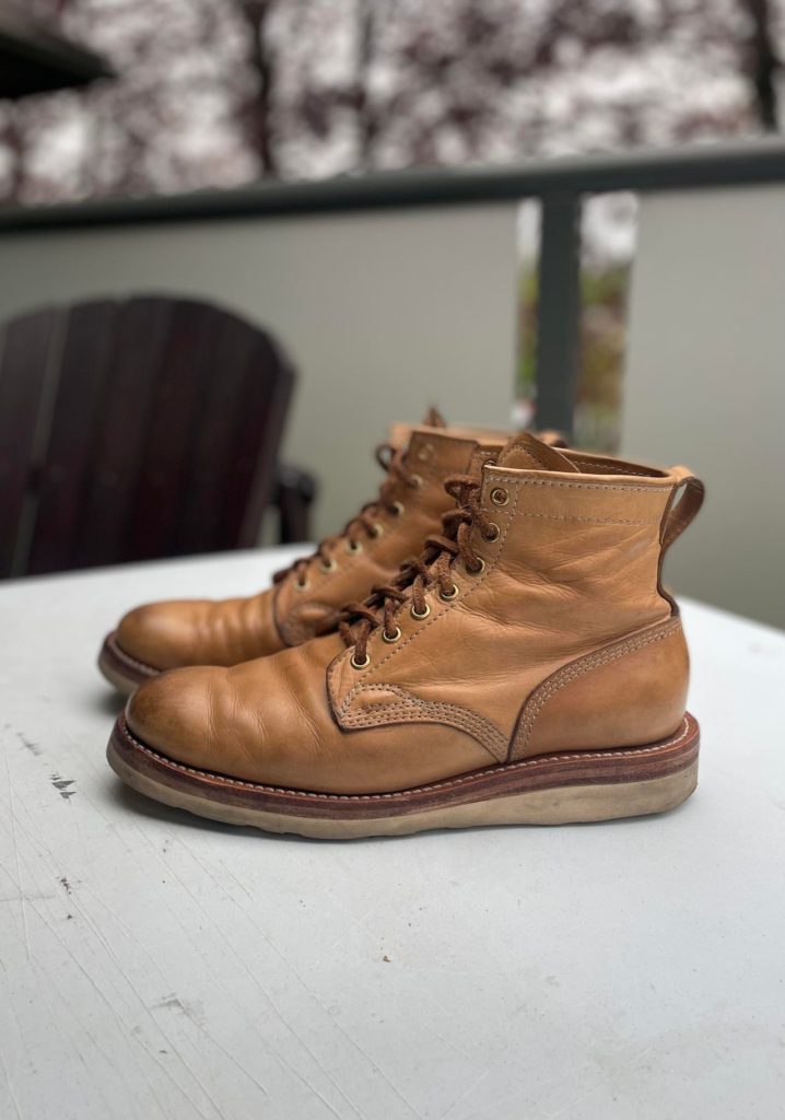 Self Made Service Boot—Unknown Natural Veg Tan Leather—Stitchdown Patina Thunderdome