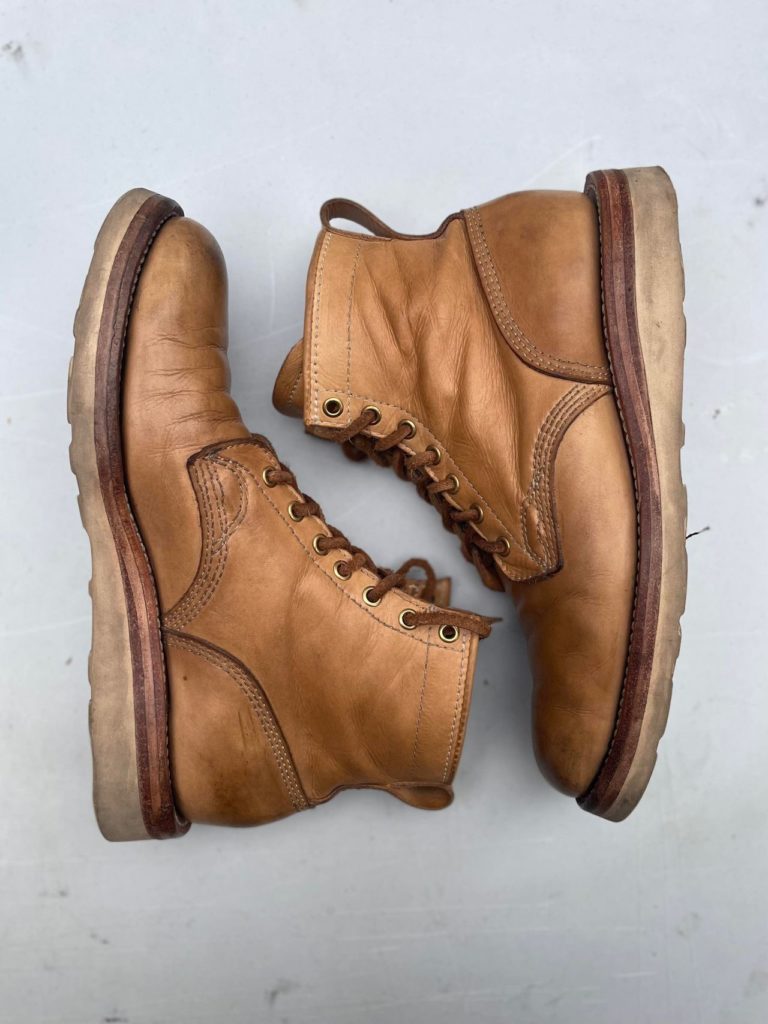 Self Made Service Boot—Unknown Natural Veg Tan Leather—Stitchdown Patina Thunderdome