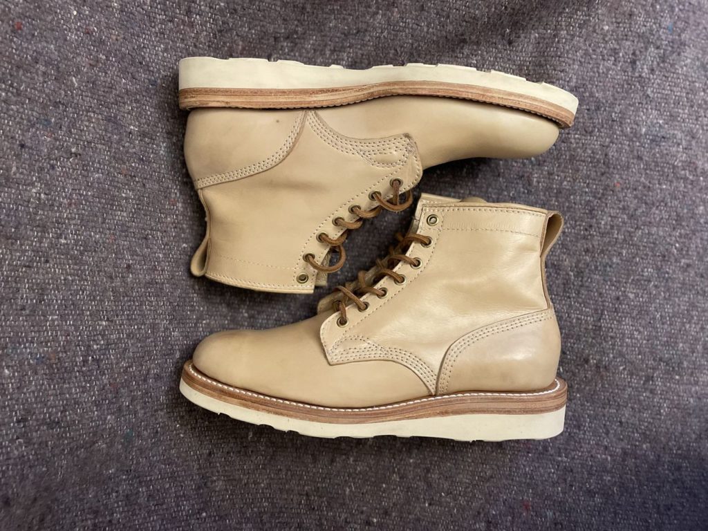 Self Made Service Boot—Unknown Natural Veg Tan Leather—Stitchdown Patina Thunderdome