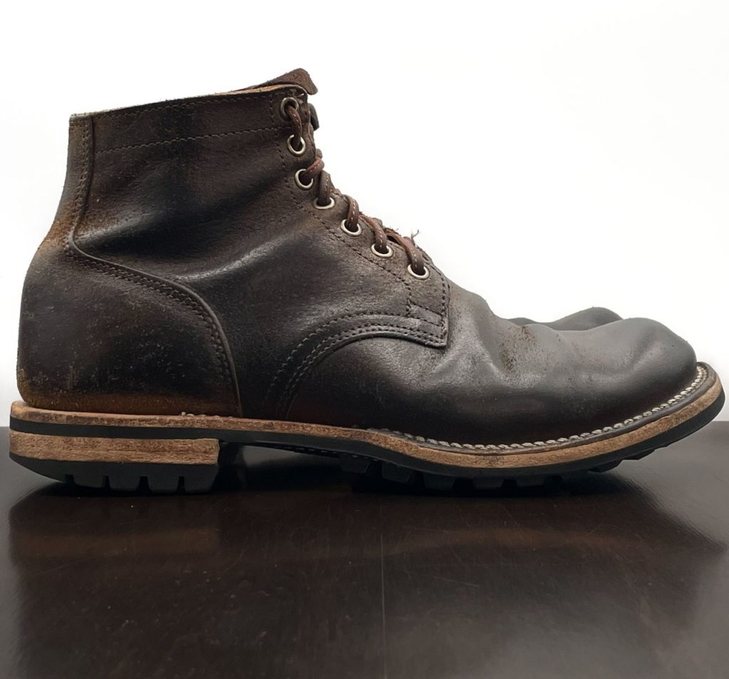 Stitchdown Patina Thunderdome—Viberg x Division Road Boondocker—Horween Natural Waxed Flesh