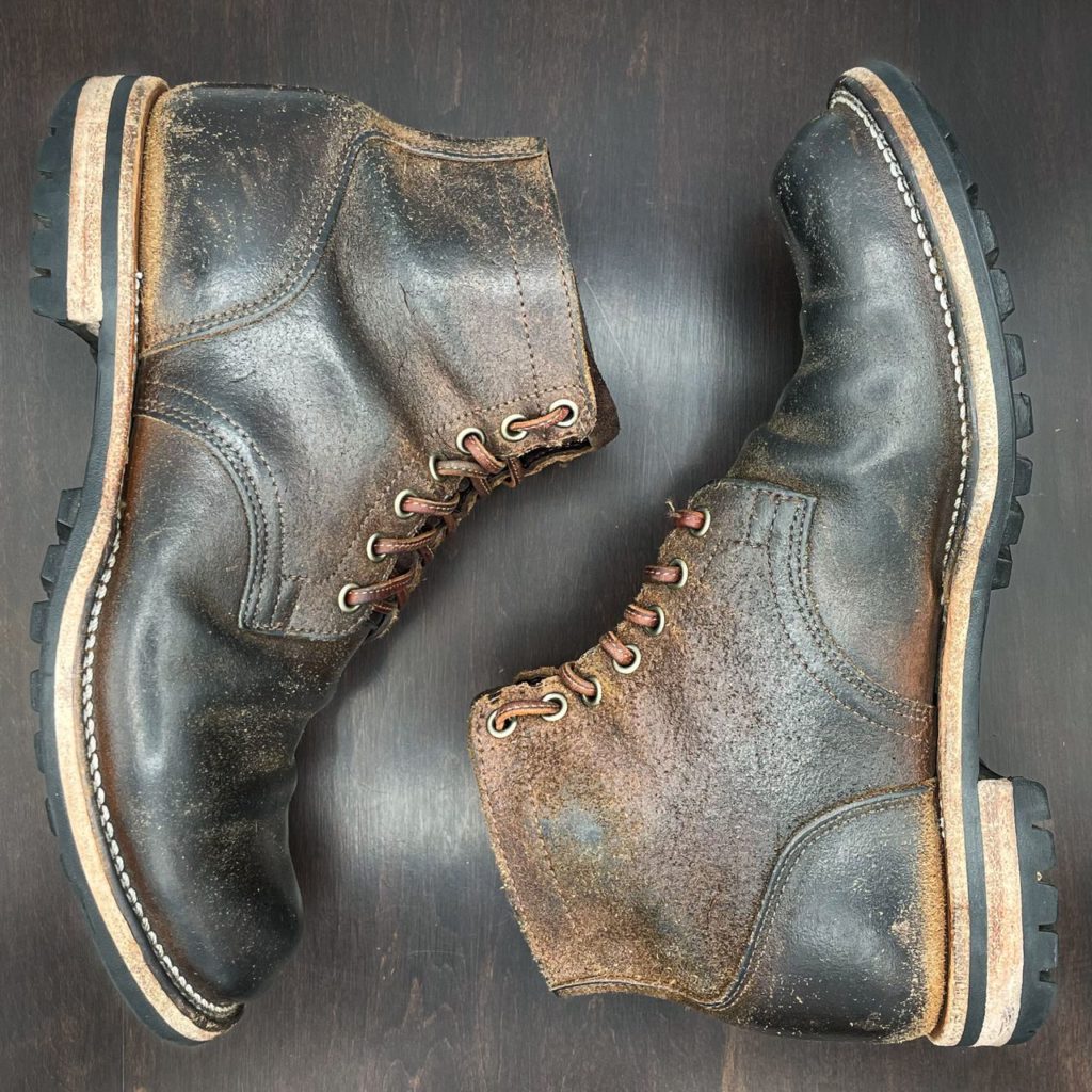 Stitchdown Patina Thunderdome—Viberg x Division Road Boondocker—Horween Natural Waxed Flesh