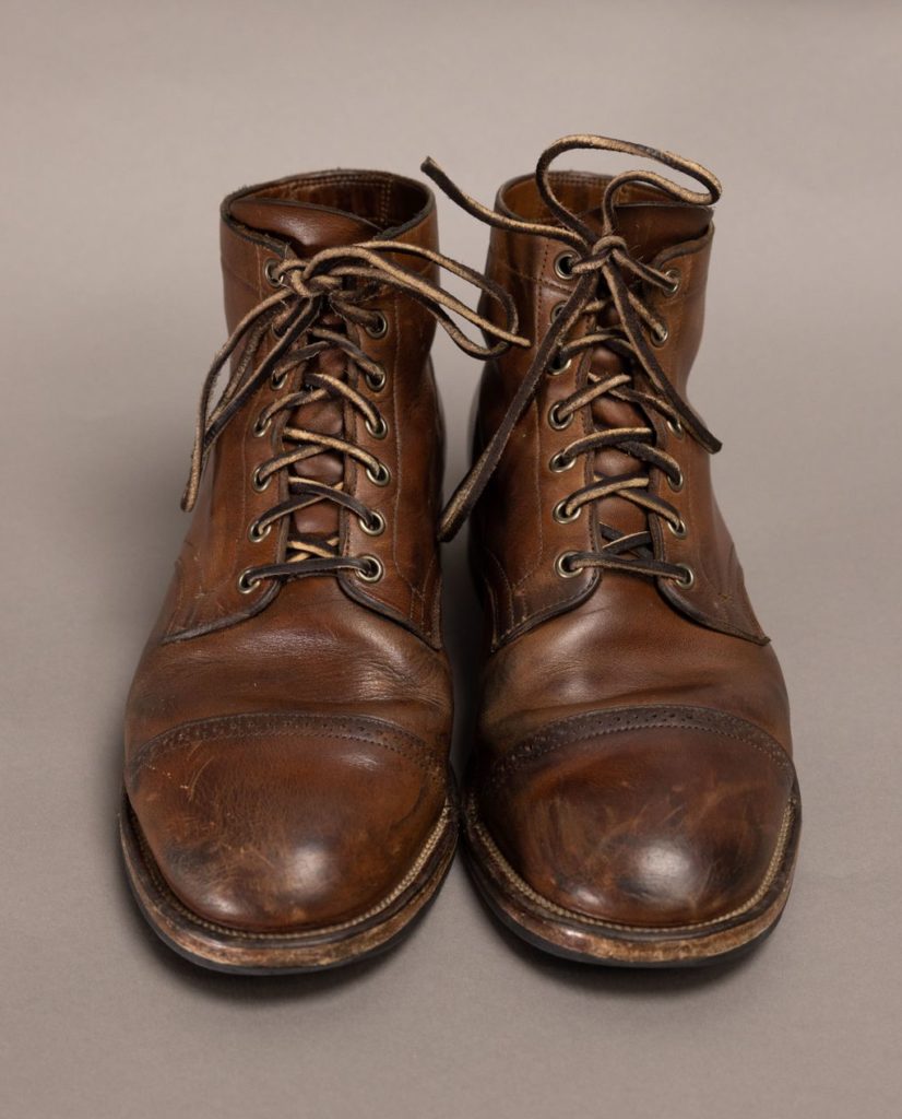 stichdown patina thunderdome—viberg x lost & found service boot horween natural CXL
