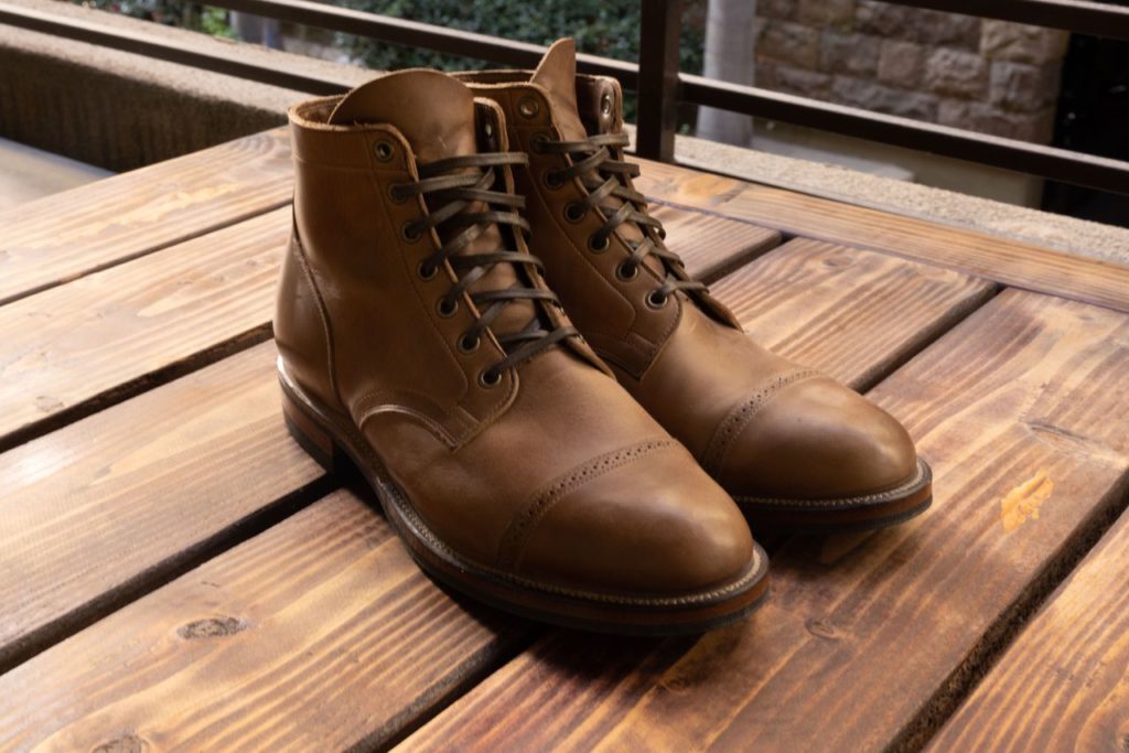 stichdown patina thunderdome—viberg x lost & found service boot horween natural CXL—NEW