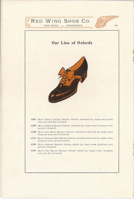 red wing catalog 1907 oxfords