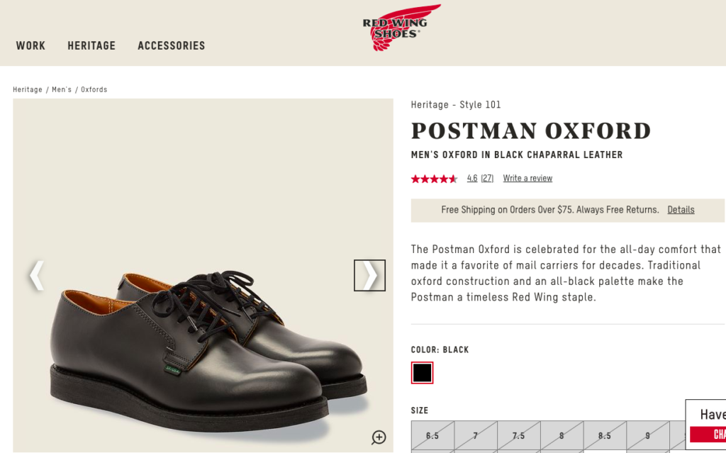 red wing postman oxford