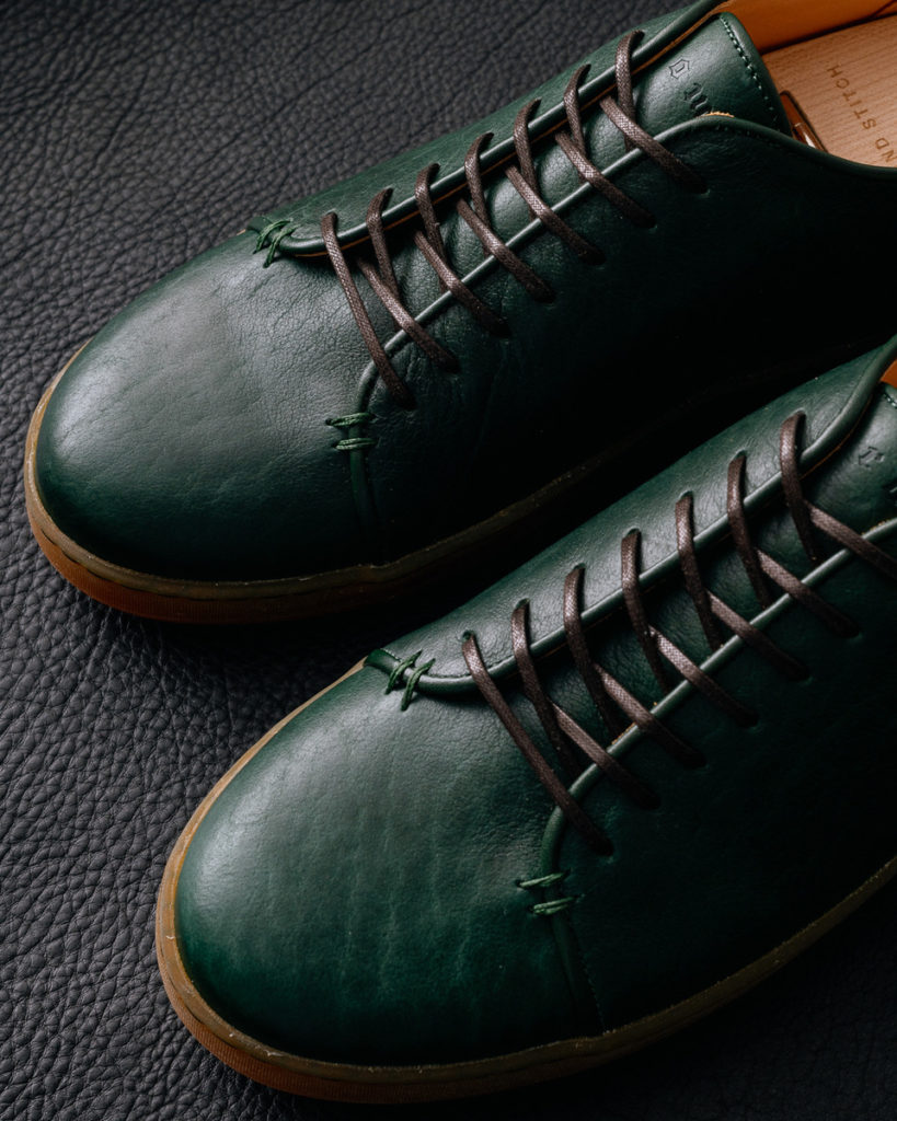 crown northampton harlestone hand stitch derby sneaker horween buffalo green