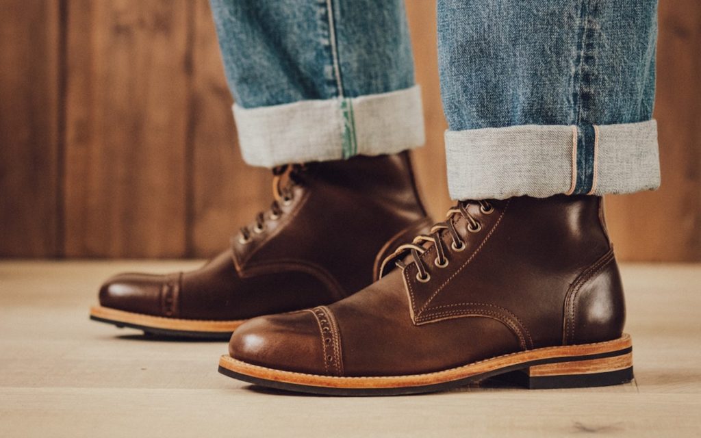 oak street bootmakers cap toe trench boot brown chromexcel