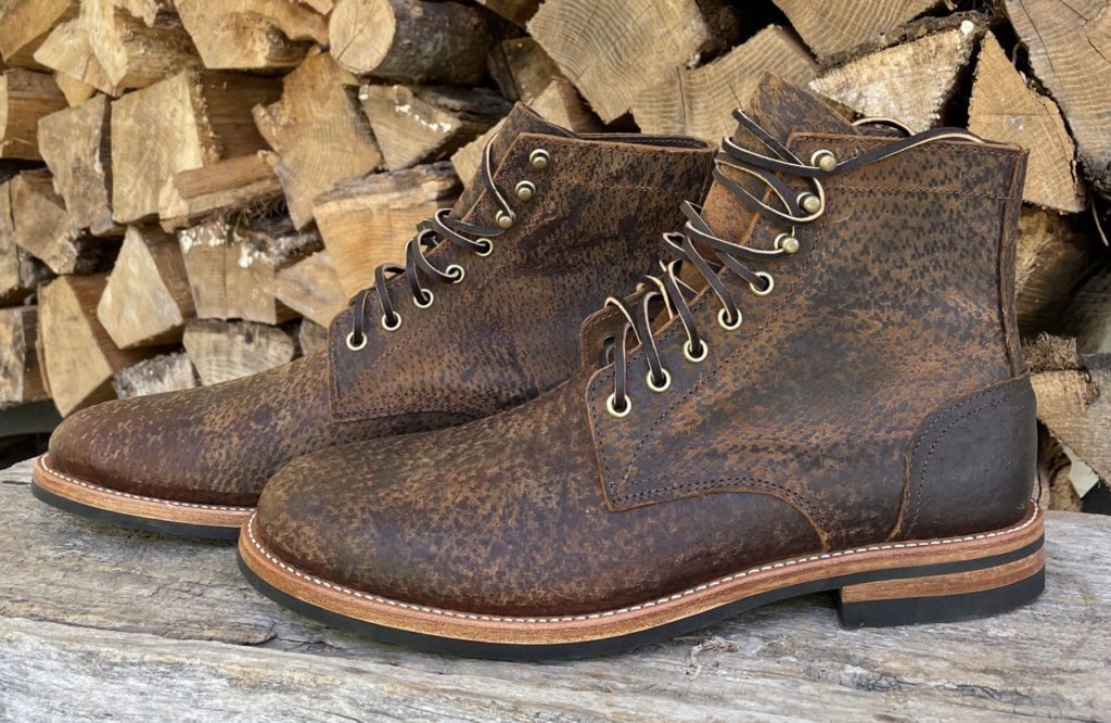 oak street bootmakers trench boot dark waxy wild boar