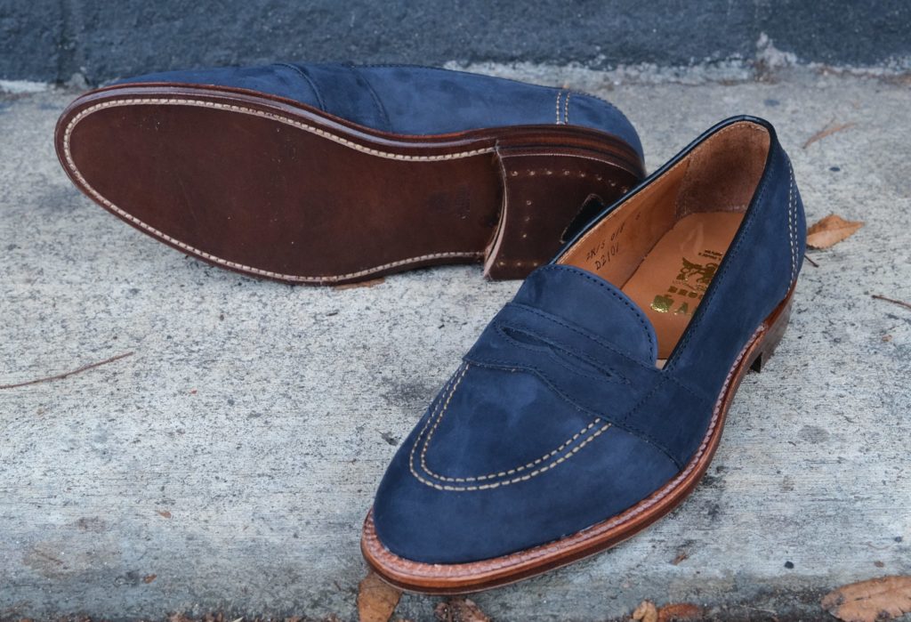 Alden x Brogue California Full Strap Loafer—Navy Nubuck