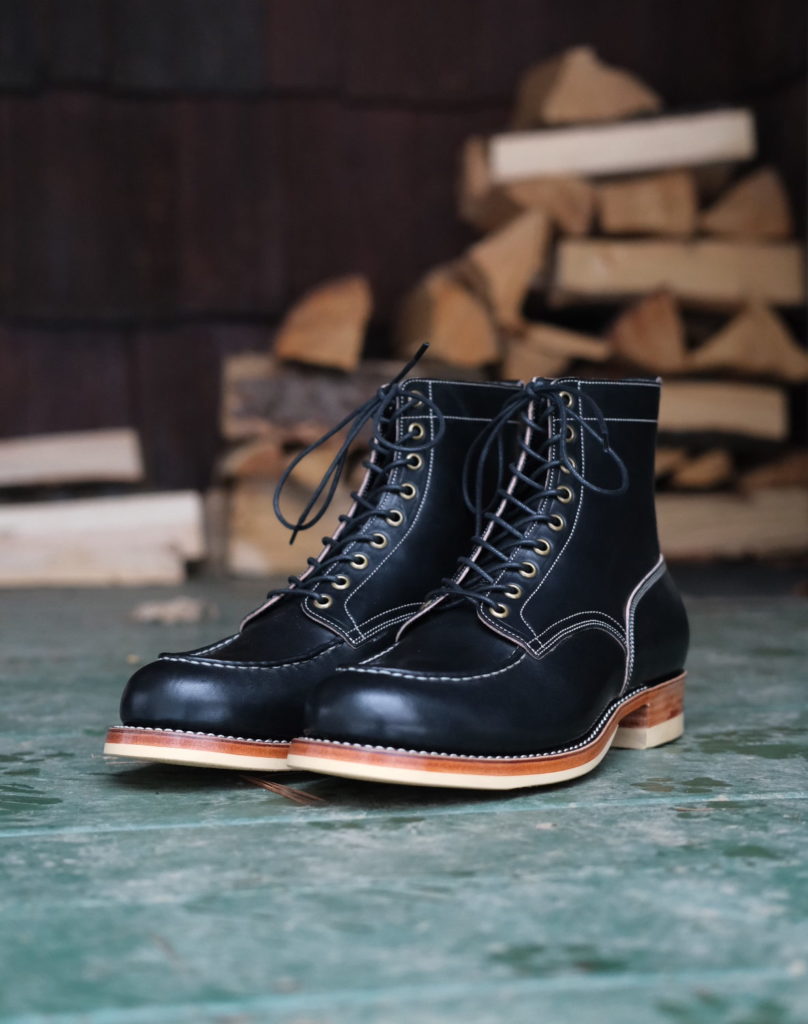 Onderhoud Handmade x Stitchdown—Wickett & Craig Black Traditional Harness Moc Toe Collab Boot