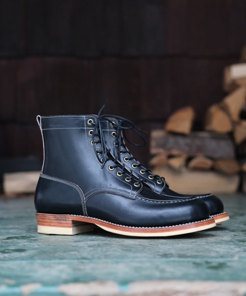 Onderhoud Handmade x Stitchdown—Wickett & Craig Black Traditional Harness Moc Toe Collab Boot