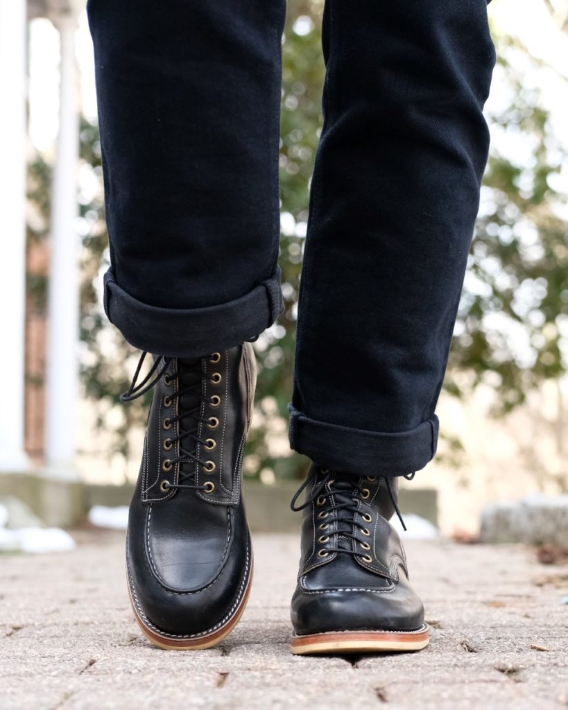 Onderhoud Handmade x Stitchdown—Wickett & Craig Black Traditional Harness Moc Toe Collab Boot