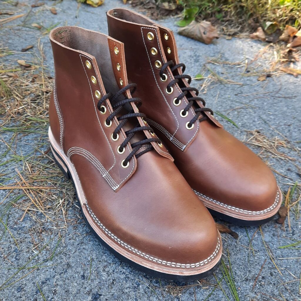 New River Boot Boondocker Horween Natural Chromexcel Strips patina thunderdome beginning