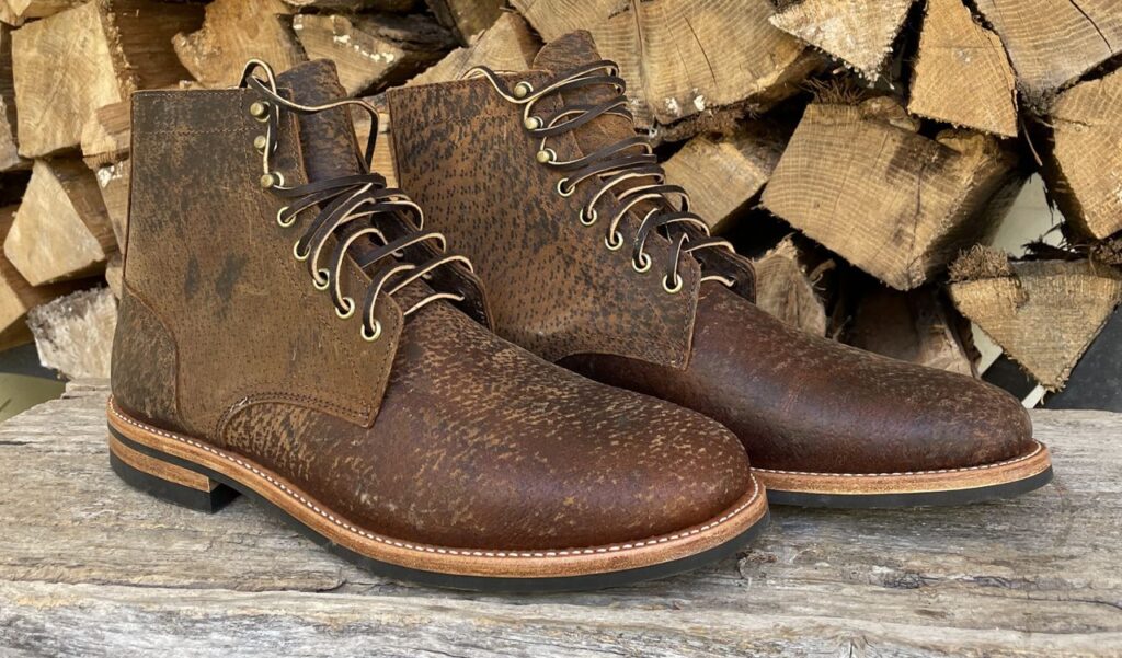Oak Street Bootmakers Trench Boot Dark Waxy Wild Boar patina thunderdome beginning