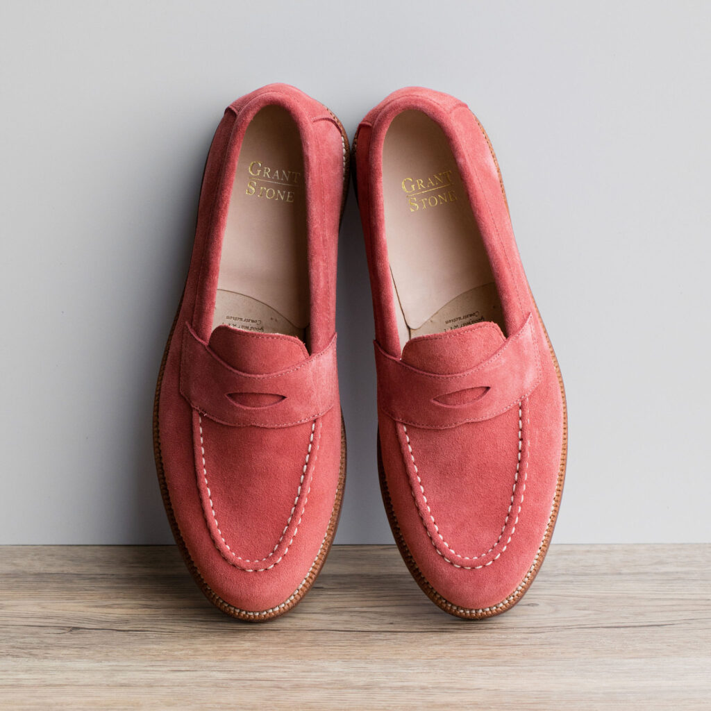 grant stone coral suede traveler penny loafer