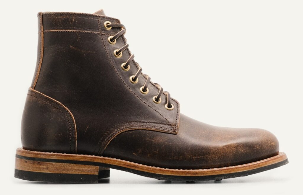 oak street bootmakers trench boot brown overdye natural veg tan