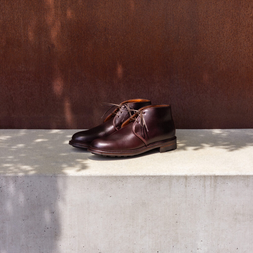 Viberg Color 8 Hatchgrain Horween Shell Cordovan—Uplands Chukka