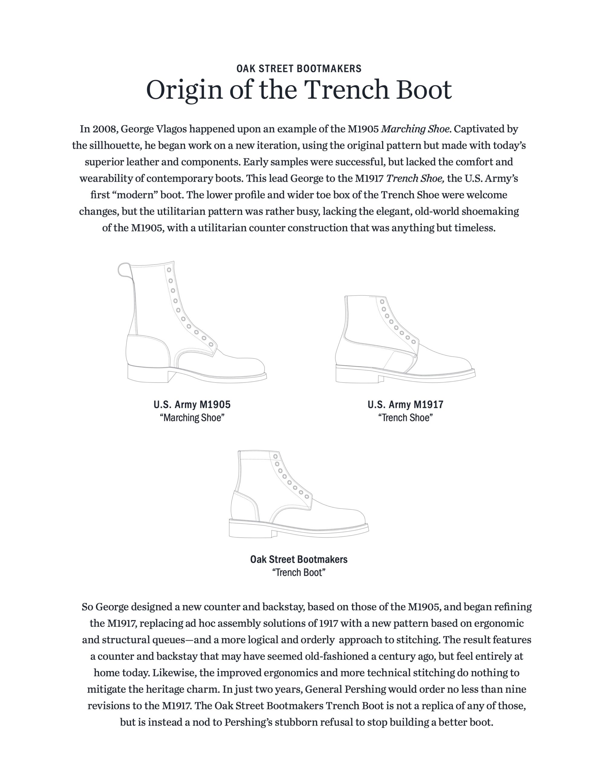 oak street bootmakers trench boot evolution