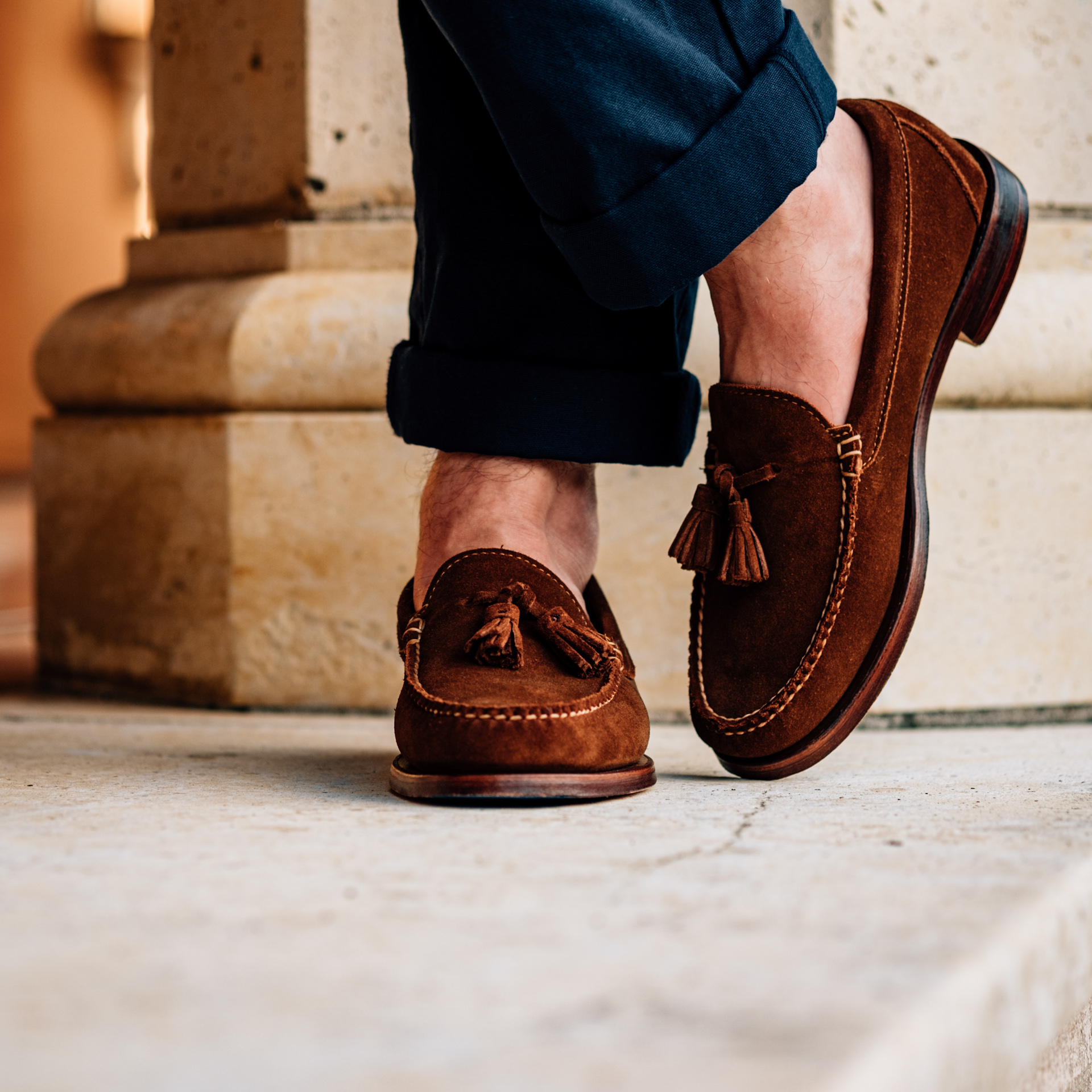 oak street bootmakers tassel loafer snuff repello suede